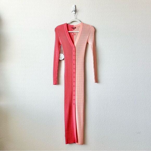 Staud Shoko Colorblock Sweater Dress in Peach Size XS - Picture 4 of 11